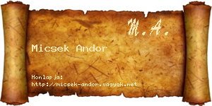 Micsek Andor névjegykártya